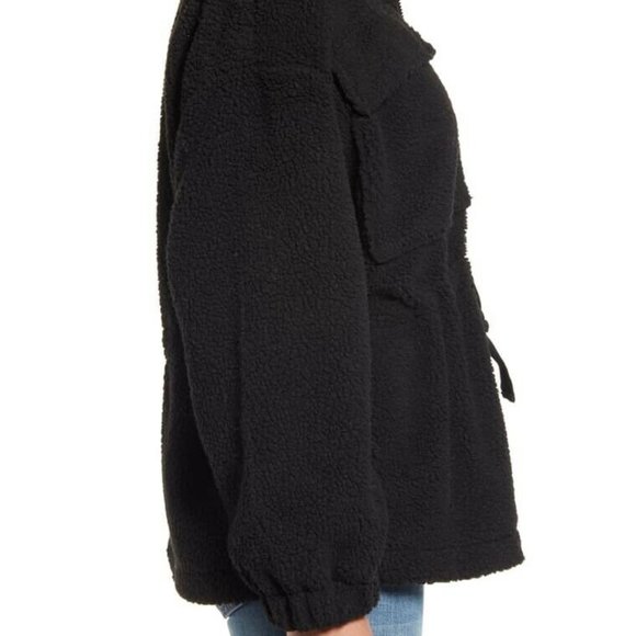 ladies size XL Vero Moda charcoal gray fleece teddycinch adjustable waist jacket - Picture 5 of 6